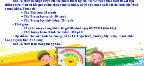 Thông báo Vòng chung khảo Hội thi Vẽ tranh theo sách từ vật liệu thiên nhiên