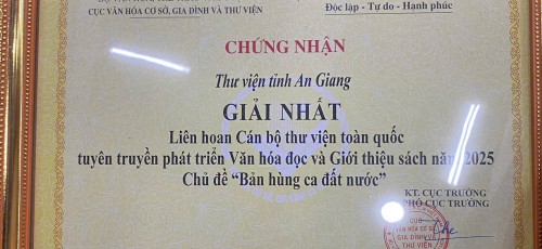 Thư viện An Giang đạt giải nhất tại Liên hoan Cán bộ Thư viện toàn quốc năm 2025